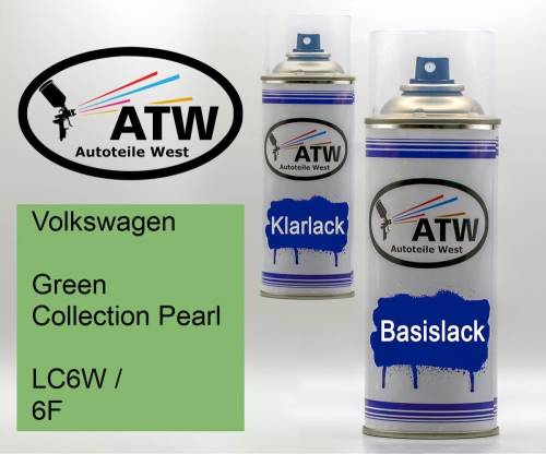 Volkswagen, Green Collection Pearl, LC6W / 6F: 400ml Sprühdose + 400ml Klarlack - Set, von ATW Autoteile West.